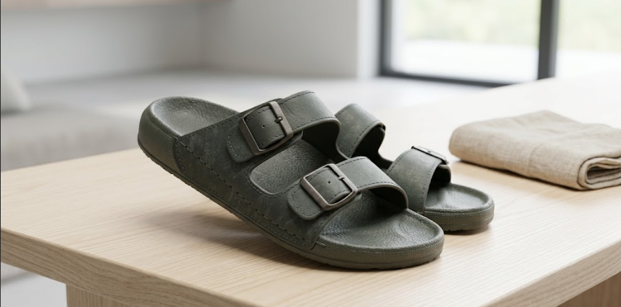 Sandales double bride à boucles
