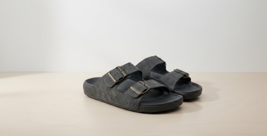 Sandales double bride à boucles