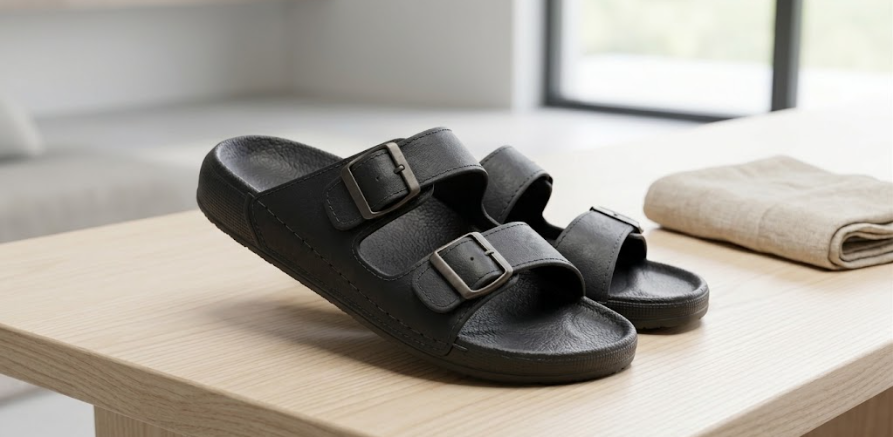 Sandales double bride à boucles